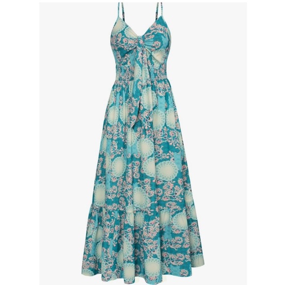 Grace Karin Floral Maxi Sundress Tie-Front Spaghetti Strap Boho Beach Dress S - Picture 4 of 4